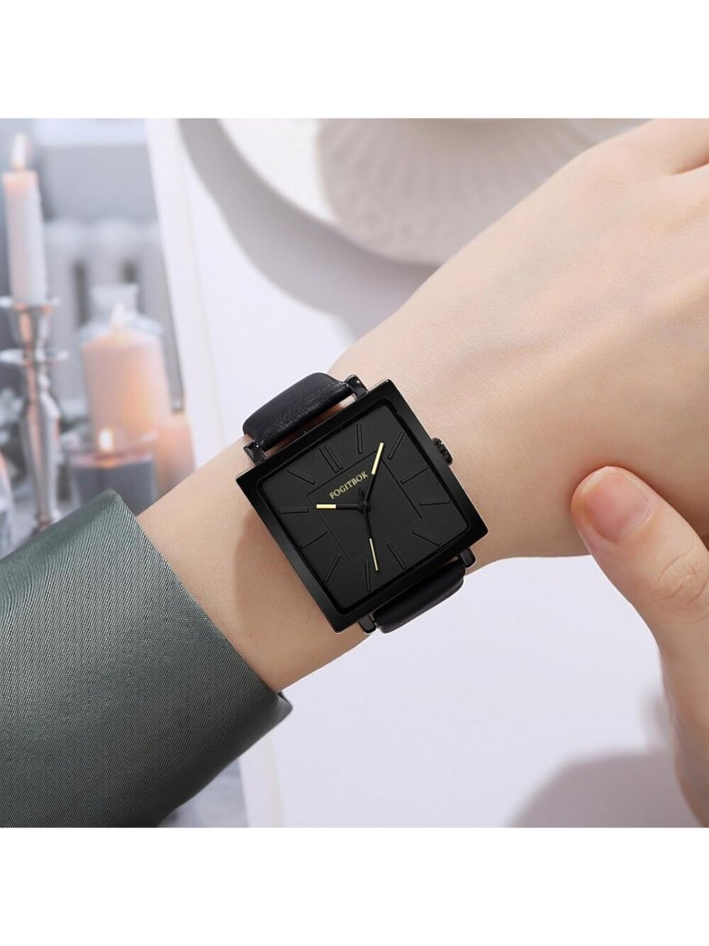 Women's Black Waterproof Leather Band Thin Design Classic Quartz Wrist Watch - Picture 2 of 6